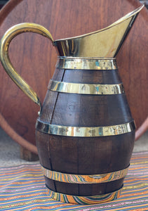 Antique c.1890 Oak & Brass Cider Jug