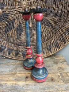 Vintage Pair Lathe Brazilian Candlesticks