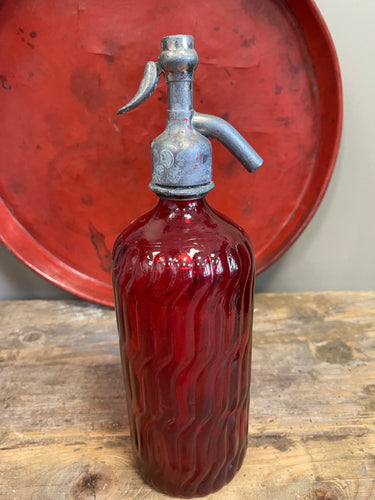 Vintage Spanish Red Glass Soda Siphon