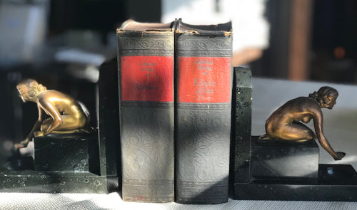 Pair of Marble and Bronze Water Goddess Bookends