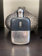 Load image into Gallery viewer, Silver Plated &amp; Black Leather Petite Hip Flask