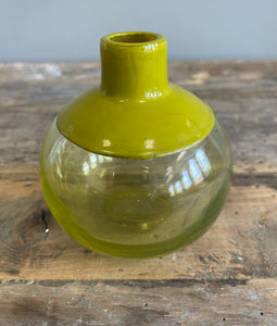 Green Round Two Toned Bud Vase