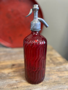 Vintage Spanish Red Glass Soda Siphon