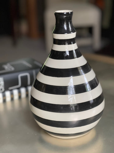 Black and White Stripe Vessel