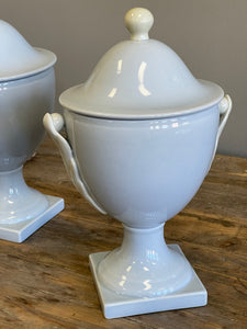 Set of French Blue Porcelain Urns