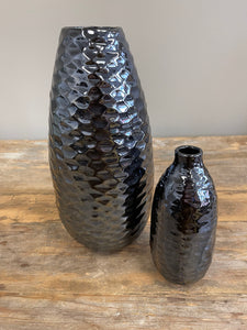 Set of 2 Gloss Black Vases