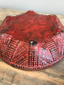 Red Lacquer Bamboo Footed Bowl