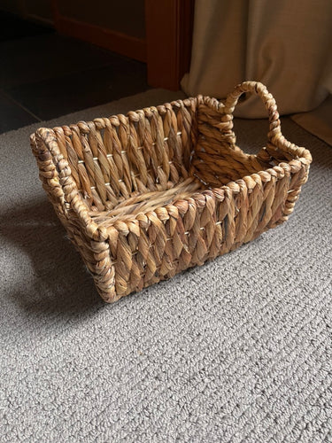 Braided Rattan Storage Basket w/ round handles