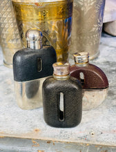 Load image into Gallery viewer, Petite Silver Plated &amp; Brown Leather Flask