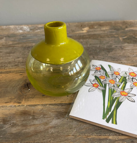 Green Round Two Toned Bud Vase