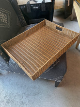 Load image into Gallery viewer, Rectangular Plastic Rattan Tray with Handles