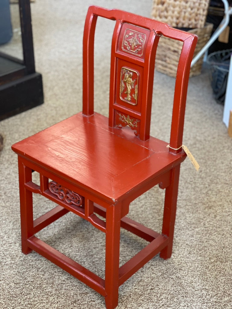 Chinese Lakewood Cherry Red Lacquer Childs Chair