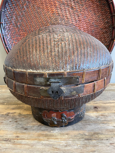 Vintage Woven Ceremonial Hat Box