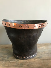 Load image into Gallery viewer, Antique Leather Studded Fire Bucket