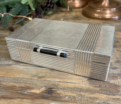 Ribbed Silver Plated Cigarette Box