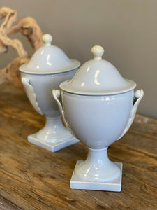 Set of French Blue Porcelain Urns