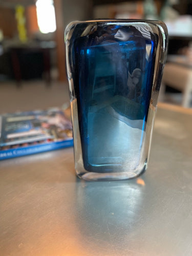 Blue Glass Rectangular Vessel