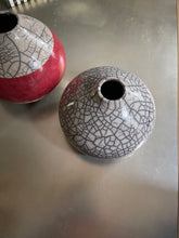 Load image into Gallery viewer, Taupe Crackle with Red Stripe Vessel
