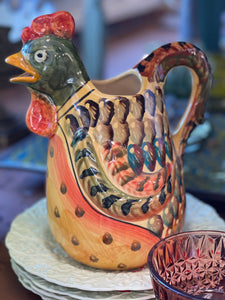 Hand-Painted Rooster Pitcher