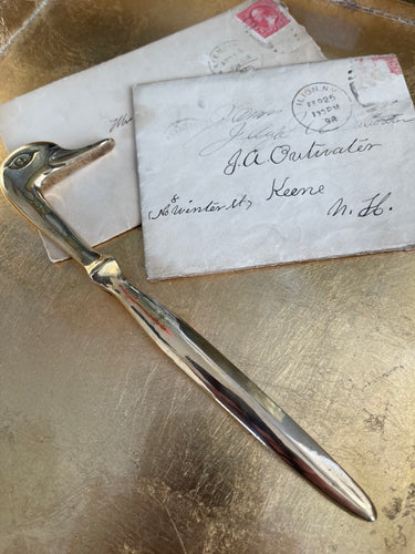 Vintage Brass Duck Letter Opener