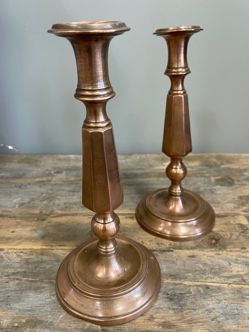 Pair of Vintage Copper and Brass Candlesticks
