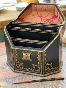 Black and Gold Leather Tooled Stationery Box