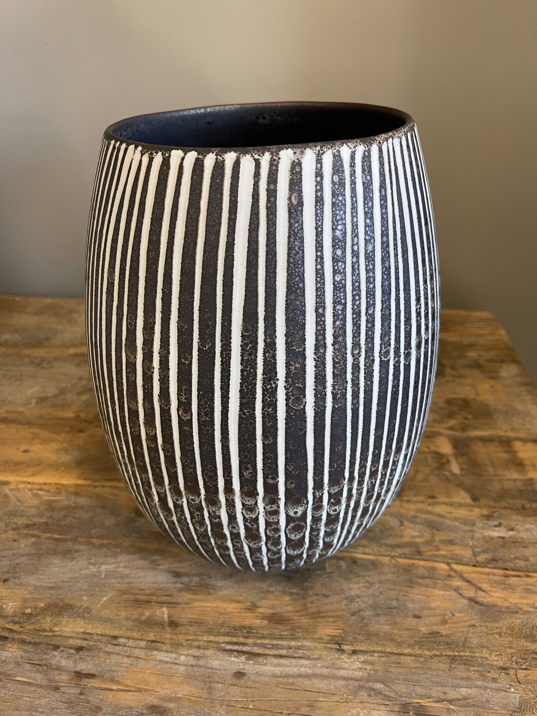 Modern Black & White Striped Vase