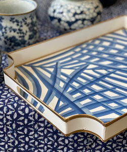 Blue and White Palm Tray