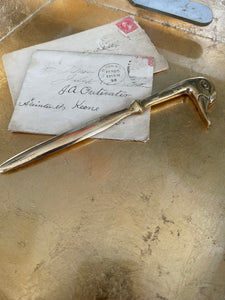 Vintage Brass Duck Letter Opener