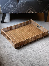 Load image into Gallery viewer, Rectangular Plastic Rattan Tray with Handles