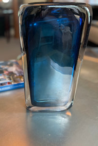 Blue Glass Rectangular Vessel