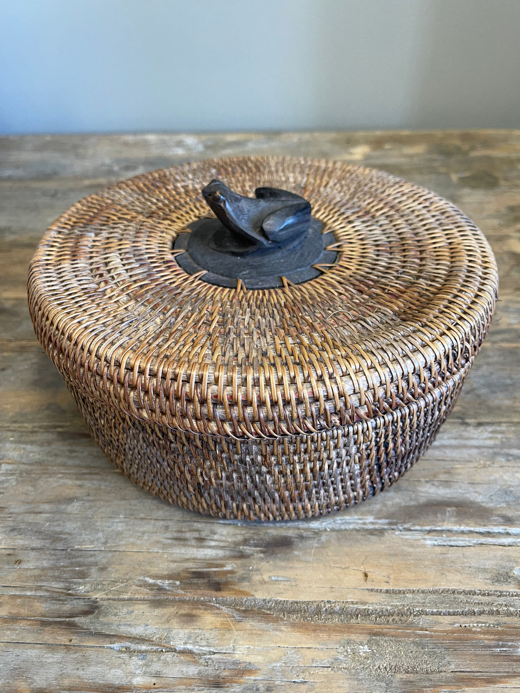Coiled Weave Basket with Frog