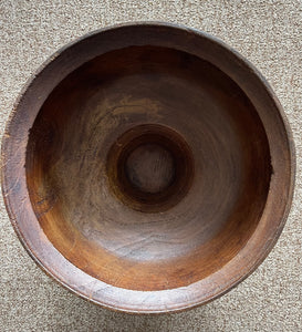 Vintage Turned Wood Pedestal Bowl