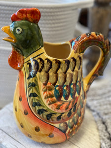 Hand-Painted Rooster Pitcher