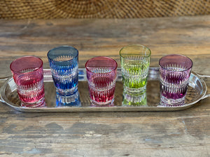 Set of 5 Multi Colored Cut Glasses