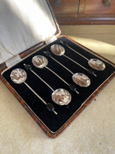 Load image into Gallery viewer, Vintage Hallmarked Scalloped Coffee Spoons with case
