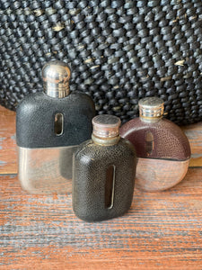 Silver Plated & Black Leather Petite Hip Flask