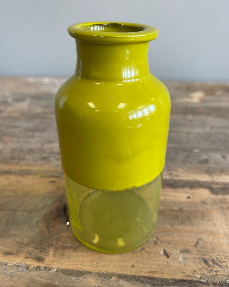 Green Two Toned Bud Vase