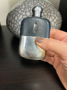 Silver Plated & Black Leather Petite Hip Flask