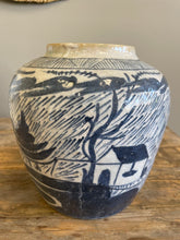Load image into Gallery viewer, Blue and White Japanese Glazed Jar