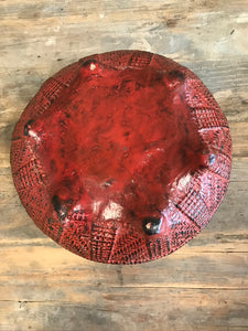 Red Lacquer Bamboo Footed Bowl