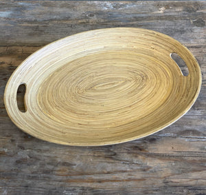 Vintage Coiled Bamboo Tray