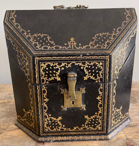Black and Gold Leather Tooled Stationery Box
