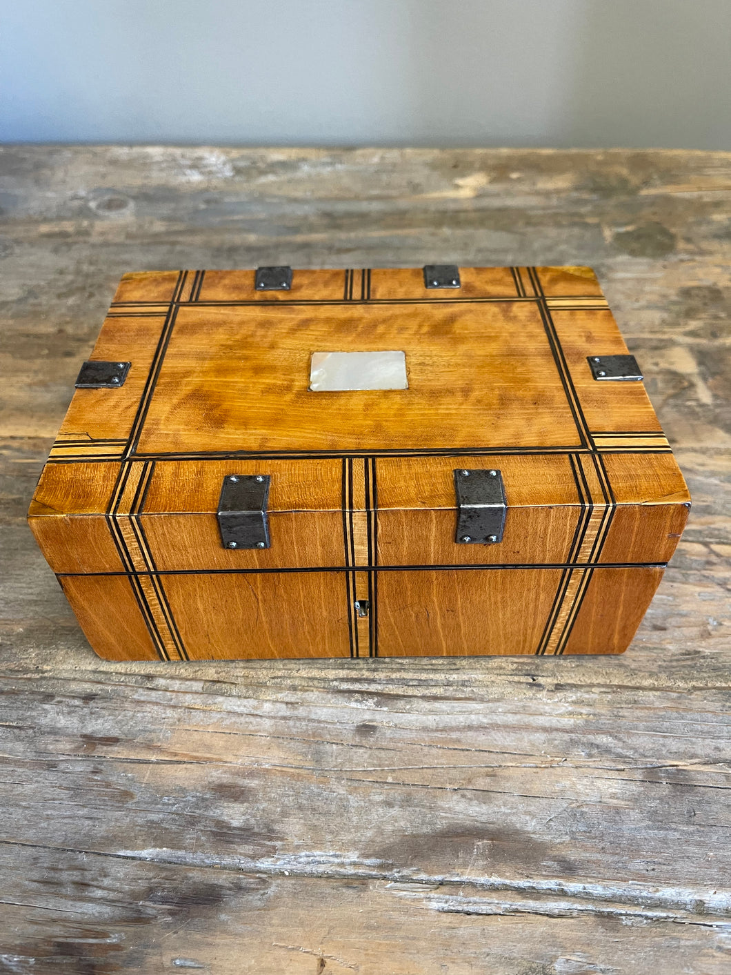 Antique Marquetry Box with Mirror
