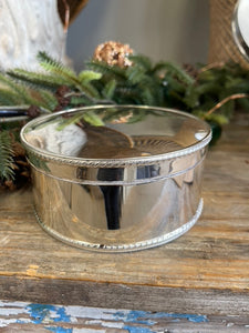 Vintage Small Silver Plated Circular Biscuit Box