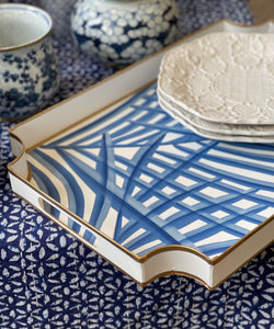 Blue and White Palm Tray