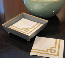 Load image into Gallery viewer, Grey and Gold Hand painted Napkin Tray