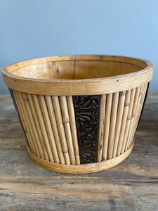 Repousse Bamboo and Reed Container