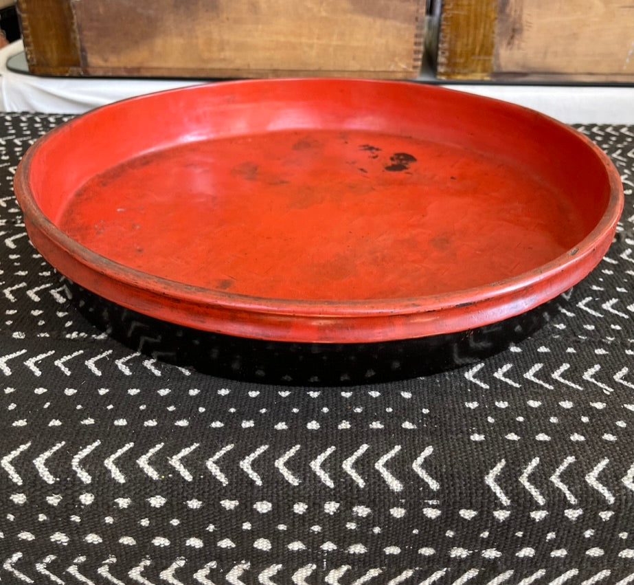 Bamboo and Red Lacquer Tray