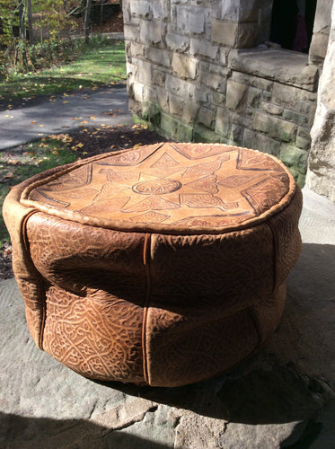 Vintage Embossed Leather Hassock